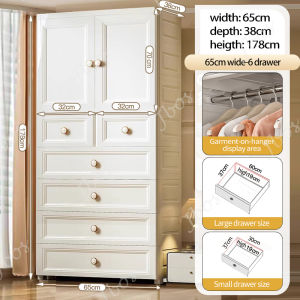 Jbos White Clothes Storage Wardrobe Cabinet with Silent Wheels Drawer Cabinet for Clothes