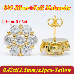 Elegant Gold Flower Full 2.5/3/5mm D Color Moissanite Stud Earrings for Women Silver 925 Engagement GRA Certified Earring Gift2026