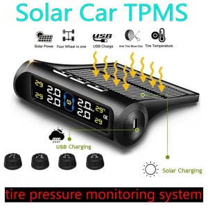TPMS เครื่องวัดลมยางไร้สาย ที่วัดลมยางรถ 4ล้อ พลังงานแสงอาทิตย์ เกจวัดลมยางรถ สำหรับรถยนต์ SUV RV รถเก๋ง ตัววัดลมยางรถ
