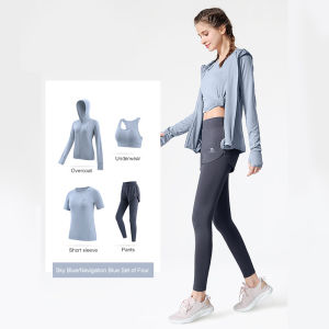 Lạc Đà Của Phụ Nữ 4 Pcs Bộ đồ thể thao T-Shirt & Áo Khoác & Quần Cho Nữ