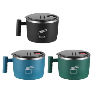 304 Stainless Steels Noodles Bowl With Lid Leak Proof Tableware For Office Dorm Travel Portable Soup Container
