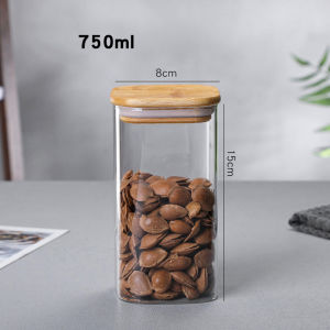 Hũ Lọ Thủy Tinh Vuông Nắp Tre Đựng Thực Phẩm - Sang Trọng - Nhiều Size - Giá Tốt