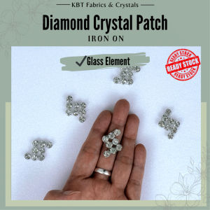 [1pcs] Iron on Exclusive Glass Crystal Patch Manik Tampal Diamond Chunky Beads Manik Baju Nikah DIY Kod 130