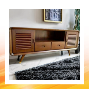 Buffet  meja tv minimalis kayu jati solid model retro (anti rayap)