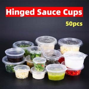 50/100PCS 25ml Disposable Plastic Takeaway Cup Containers Sauce Spices Storage Container Box With Lids Home Kitchen Tools