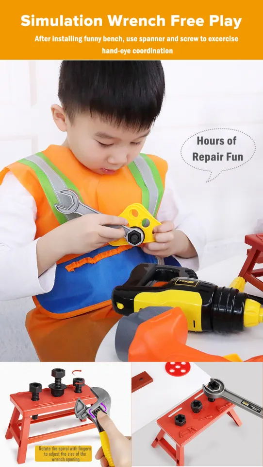 FLIPPED Kids Tools Set Pretend Play Construction Tools Toy with