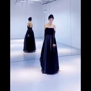 Chân Váy Voan Hai Lớp Màu Trắng Đen Phong Cách Trung Hoa Cổ Điển 720 Độ#X0605