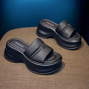Thick-soled High-heeled Sandals Womens Shoes 2023 Summer New Outdoor High-heeled Wedge Slippers for Women