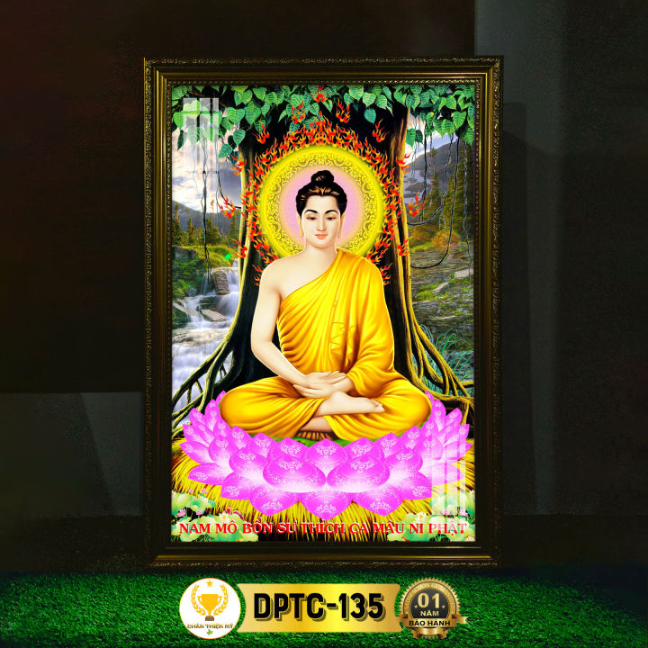 Tranh Phật Thích Ca Có Đèn CHÂN THIỆN MỸ, Treo Tường Trang Trí Bàn Thờ ...