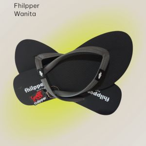 Sandal Fhilpper Cewek Jepit Greentea/Hitam Empuk Karet Lentur