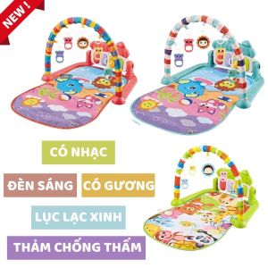 Thảm Vườn Thú nằm vui nhộn cho bé chơi có nhạc piano thích hợp cho bé từ 0-18 tháng tuổi  hình ảnh màu sắc bắt mắt có đàn piano có đèn nhạc