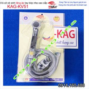Vòi xịt vệ sinh ấn tay KAG-KV51 xịt rửa vệ sinh Biggo chrome bóng hand spray nhấn êm dùng cho trẻ em và người già tia nước mạnh sử dụng tốt