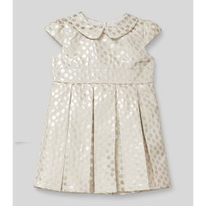 Đầm cho bé gái 2-24m chấm bi ánh vàng cổ sen ngắn tay C&A Váy công chúa dự tiệc Đầm thôi nôi xuất dư cho bé gái