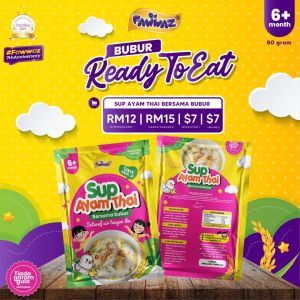 FAWWAZ | BABY FOOD MAKANAN BAYI READY TO EAT PES BUBUR PORRIDGE PUREE CHICKEN STOCK MIREPOIX CARBONARA