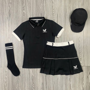 Set Bộ Váy Thể Thao Xếp Ly Và Áo Có Cổ Tay Ngắn M.albon Chơi Cầu lông Tennis Golf Vải Thun Cao Cấp - MB01