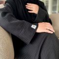 Abaya Gamis Dress Muslim Motif Salur Bahan LID Semiwoll Premium. 