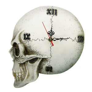 Tempore Mortis Vault Skull Wall Clock Halloween Home Decor Creepy Gothic Skeleton Clock Watch Roman Numerals