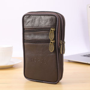 in Stock Mens Large-Capacity Waist Bag 17cm Double-Pull Portable Wallet Can Hold 6.58-Inch Mobile Phone with High Quality and Low Price