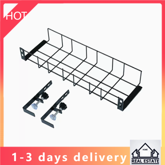 Under Table Storage Rack Cable Management Tray Desk Socket Holder Wire ...
