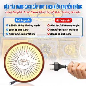 Đèn Hào Quang Hoa Sen Bát Nhã Tâm Kinh In Tranh Trúc Chỉ Treo Cùng Tượng Phật Trang Trí Bàn Thờ TC-HQ-244