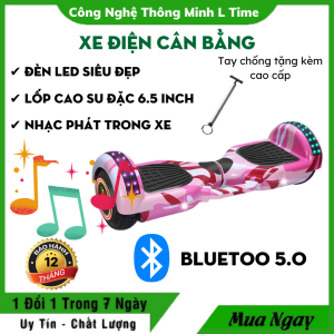 Xe Cân Bằng Điện Xe Điện Cân Bằng 2 bánh lớn 6.5 inch Tặng tay chống xe điện Phát nhạc Bluetooth Đèn Led - Bảo hành 12 tháng