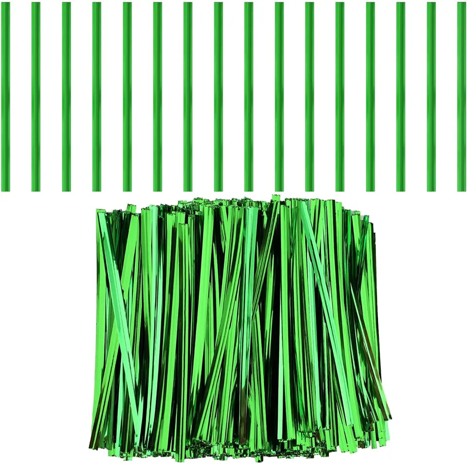 100-Count Metallic Green Twist Ties – 3 Inch Long, For Party Favor Bags & Treat Packaging - View #3