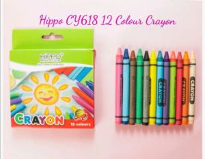 [super stationery] HIPPO Krayon Warna CY618 – Set 12 Batang Krayon Mewarna | COLOUR CRAYON 12 PCS # CY618