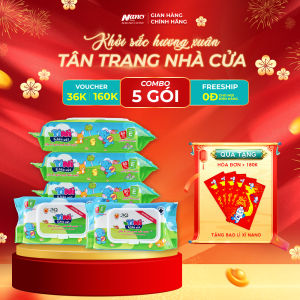 Combo 5 Gói Khăn Ướt Trẻ Em 80 Tờ Tini Baby Wipes Giấy Ướt Em Bé Lành Tính Dịu Nhẹ Cho Da Bé | Nano Tissue Official