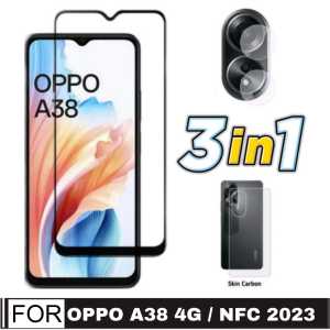 PROMO PAKET 3 INC 1 Tempered Glass OPPO A18 2023 / OPPO A38 4G / OPPO A38 4G NFC 2023 / OPPO A58 4G / OPPO A77 5G / OPPO A77S 5G Premium Screen Guard Anti Gores Kaca Full Cover