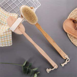 Long Wooden Handle Body Brush Removable Bristle Exfoliating Dry Skin Back Scrubber Shower Skin Spa Cleaning Massager Bathroom2026