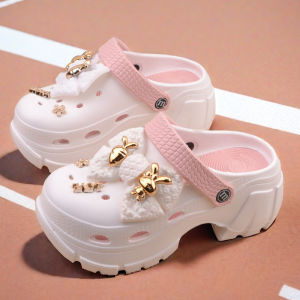 [Free Shipping] Fashionable Platform-Soled Clogs For Women Thick-Soled Height-Increasing Non-Slip Cute Beach Sandals High-Heeled Suitable For Outdoor Wear In Summer