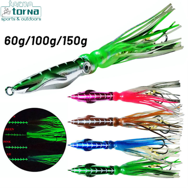 Tornado Metal Jig Head Bait 60g100g150g Fishing Lures Skirt Tail ...