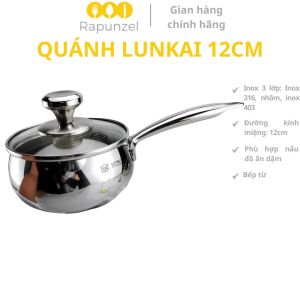 Quánh inox LUNKAI 12 cm quánh nấu đồ ăn dặm nồi nhỏ nổi nấu cháo quánh bếp từ LUNKAI quánh từ