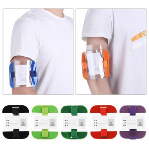 MINIS Portable Solid Color Card Bag PVC Men Arm Elastic Band Bag Transparent Elastic Arm Band Photo Armband Credit Card Case ID Badge Holder