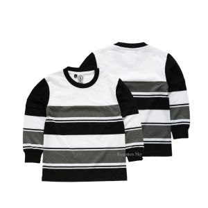 Forgotten Sky Kaos Anak Aplikasi Salur Tangan Panjang Long Sleeve Stripe Shirt Anak Laki-laki Anak Perempuan Premium Usia 1-12 Tahun