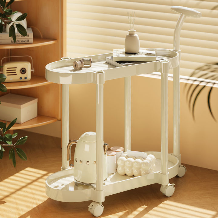 Versatile 2 Tier Portable Cart Storage Rack Narrow Space Wheeling ...