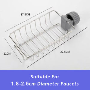 JustLiving 1PC Kitchen Stainless Steel Faucet Storage Racks Adjustable Sink Rag Sponge Draining Rack Single Layer Wipe Sanitary Ware Storage Rack Without Hole Punching Hanging Basket