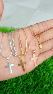 Kalung kasandra flexy + liontin salib polos / kalung perak asli 925 lapis emas/ kalung fashion wanita terbaru