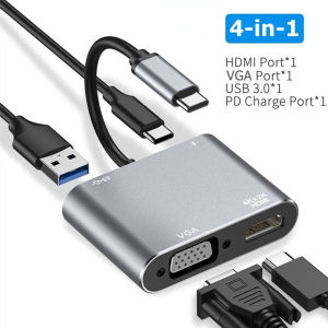 NEW 2/4 in 1 USB C HDMI Type c To 4K Adapter USB3.0 PD 87W Fast Charger VGA 1080P Audio video Hub Converter For PC TV Monitor RUIJA