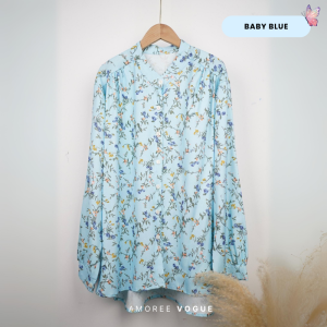 Plus Size Women (2XL-5XL) Premium Silk Crepe Floral Printed Blouse (4952)