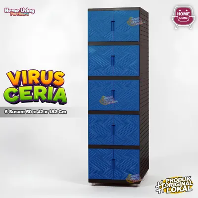 LEMARI PLASTIK VIRUS KINGDOM 4 SUSUN LEMARI PAKAIAN MINIMALIS CABINET SERBAGUNA - CREAM