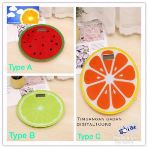 Timbangan Badan Motif Buah Lemon Jeruk Semangka