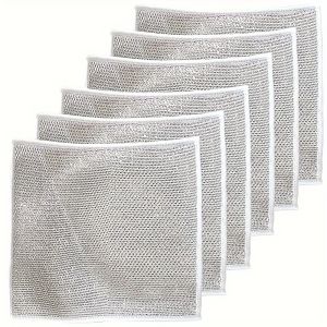 1/3/6/12pcs Non-Scratch Wire Dishcloth Multipurpose Wire Dishwashing Rags For Wet And Dry Easy Rinsing Reusable Wire Cleaning Cloth Wire Dish Towels For Kitchen Sinks Pots Pans