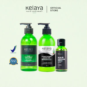 Kelaya Shampoo Anti Ketombe dan Rontok 250ml + Conditioner Leave On 250ml Tanpa Bilas + Hair Serum 100ml Vitamin Penumbuh Rambut