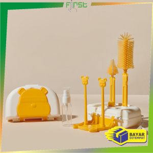 FH-C1069 Sikat Botol Susu Bayi 7IN1 dengan Rak Pengering Botol Portable / Set Bottle Brush + Drying