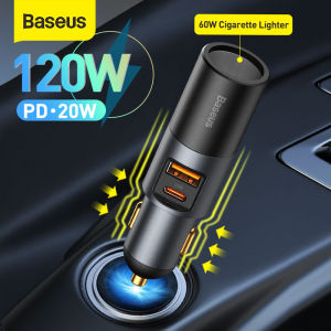 Baseus 120W Car Charger Splitter Lighter QC4.0 QC3.0 PD PPS For IPhone Samsung Xiaomi Type C Dual USB Fast Charger