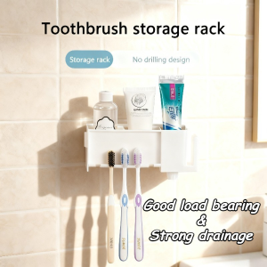 Toothbrush Holder Wall Mounted Toothpaste Holder Suction Cup Storage Rack Toiletries Organizer