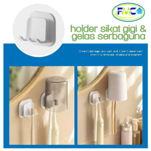 Gantungan Sikat Gigi Tempel Kamar Mandi Rak Sikat Gigi dan Gelas Kumur Per 2pcs Holder Tootbrush Tempelan Praktis Murah