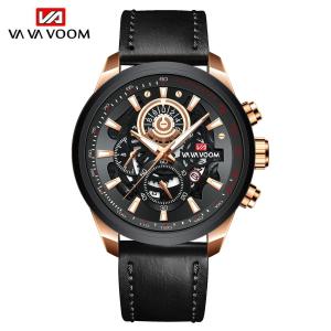 Jam Tangan Pria Kasual Bisnis Kulit Vavavoom Waterproof Stainless Steel Titanium Asli Tahan Air Original Premium New Model Fashion Impor Luminous Bercahaya Aksesoris Arloji Mens Watches Quartz Analog Kalender Date Kaca Tebal Tahan Gores -JV11