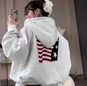 FREE SHIP - Áo Khoác Nỉ Hoodie Nam Nữ In Cờ Mỹ HOT HIT Nón 2 Lớp Chống Nắng Giữ Ấm Tốt